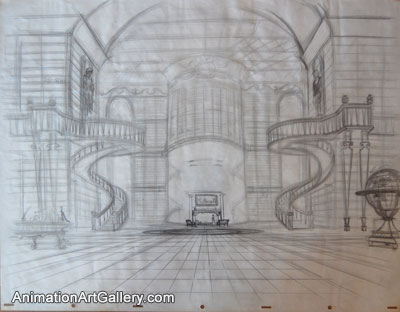 Layout Drawing of Belle and the library from Beauty and the Beast