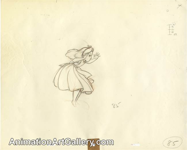 Production Drawing of Alice from Alice in Wonderland