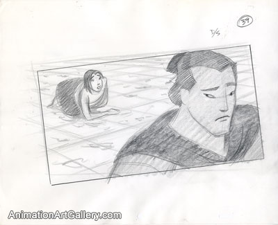 Storyboard of Mulan and Shang from Mulan