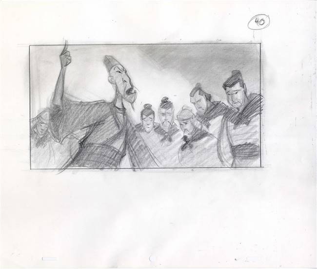 Original Storyboard of Chi Fu from Mulan (1998)