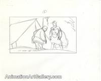 Storyboard of Shang and the army medic from Mulan