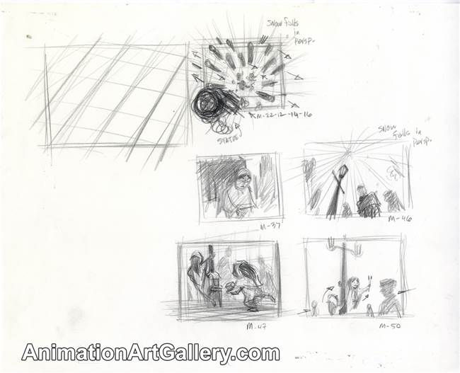 Storyboard of the Little Matchgirl and some people from The Little Matchgirl