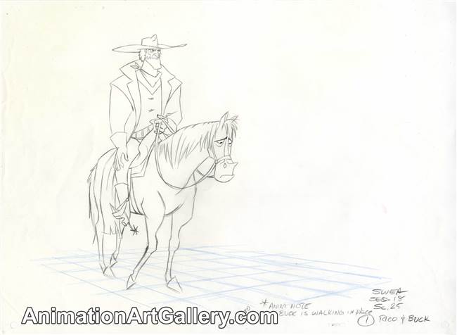 Production Drawing of Rico and Buck from Home On the Range