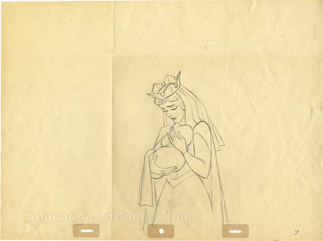 Original Production Drawing of the Queen with baby Briar Rose from Sleeping Beauty