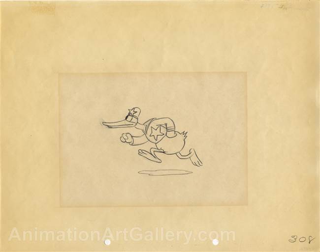 Original Production Drawing of Donald Duck from Dognappers