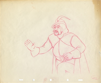 Original Production Drawing and matching Photostat of the Huntsman from Snow White and the Seven Dwarfs