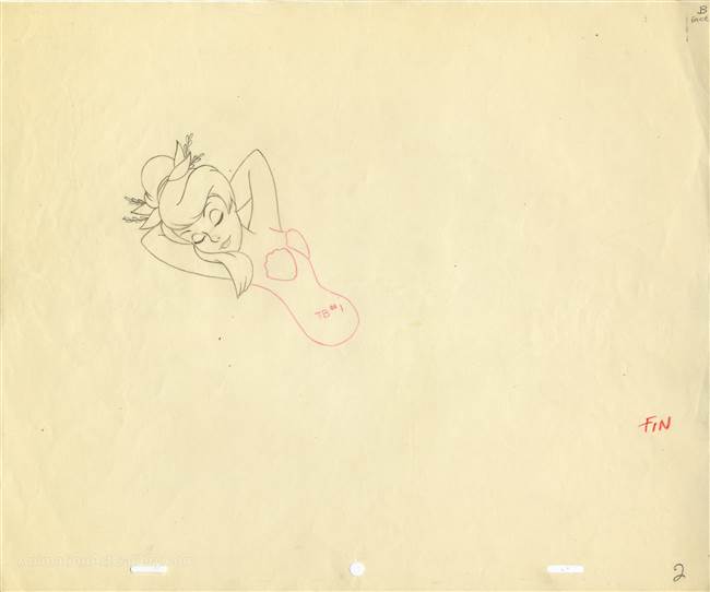 Original Production Drawing of a Mermaid from Peter Pan