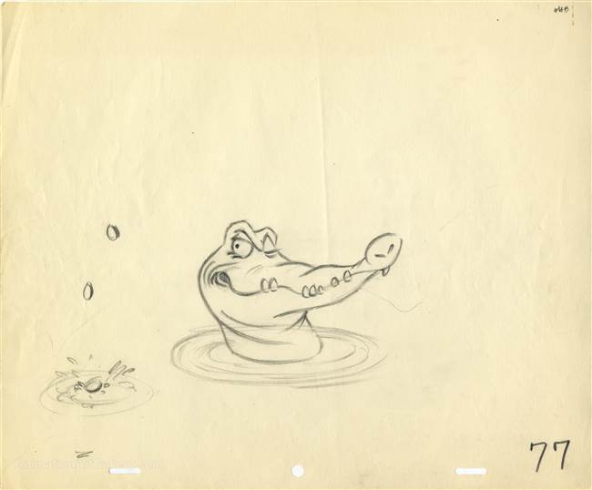 Original Production Drawing of Tic-Toc from Peter Pan
