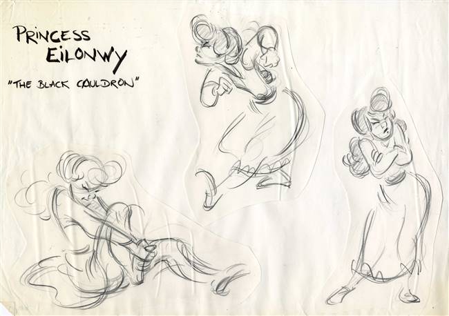 Original Model Drawing of Princess Eilonwy from Black Cauldron (1985)