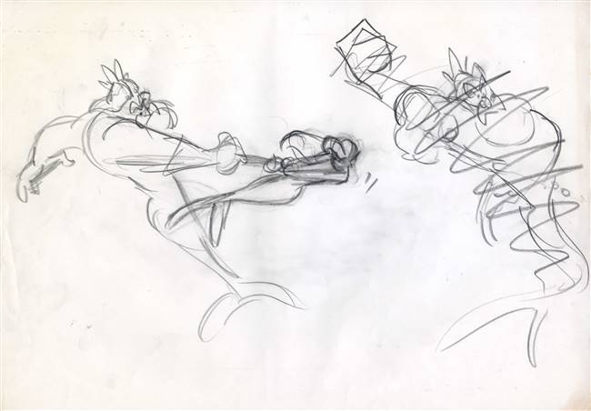 Original Production Story Drawing of Ariel and King Triton from the Little Mermaid (1989)