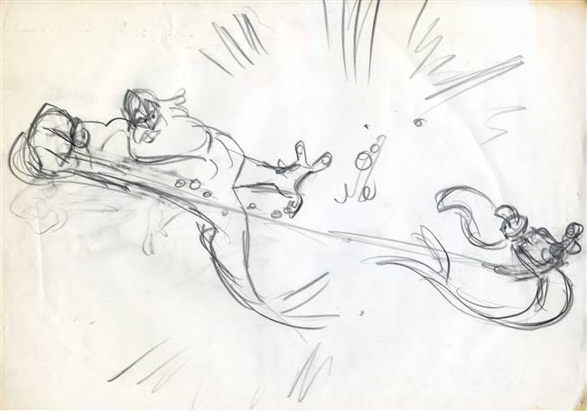 Original Production Story Drawing of Ariel and King Triton from the Little Mermaid (1989)