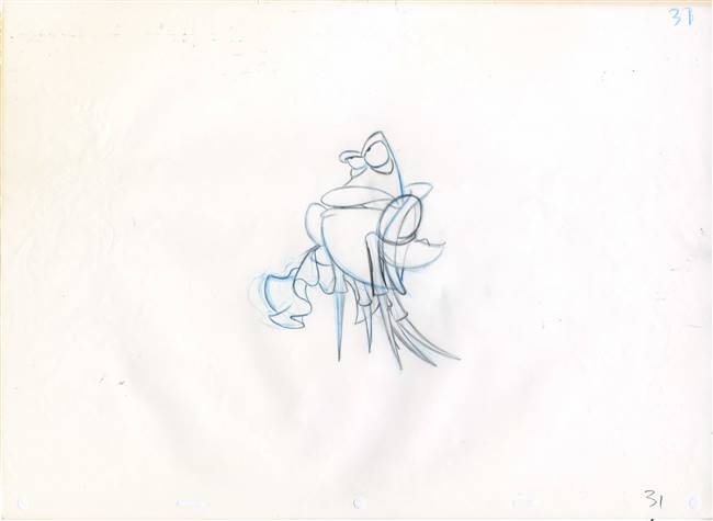 Original Production Drawing of Sebastian from the Little Mermaid (1989)