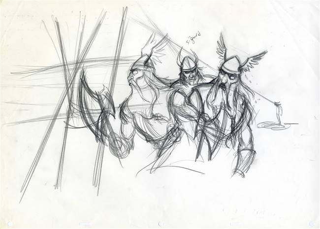 Original production drawing of Vikings from Atlantis: The Lost Empire (2001)