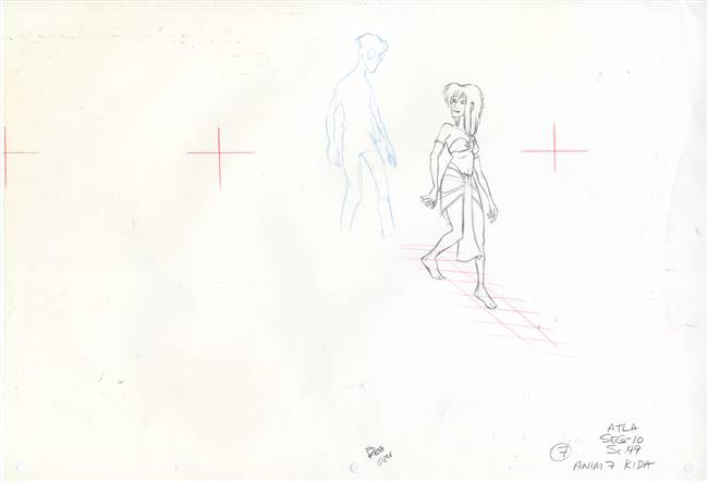 Original production drawing of Kida and Milo from Atlantis: The Lost Empire (2001)