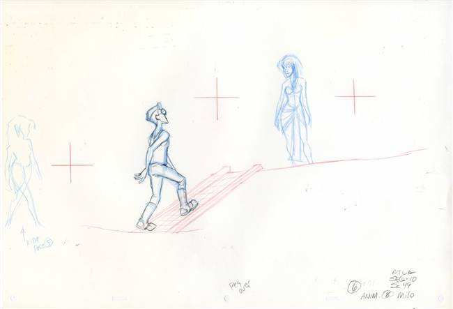 Original production drawing of Kida and Milo from Atlantis: The Lost Empire (2001)