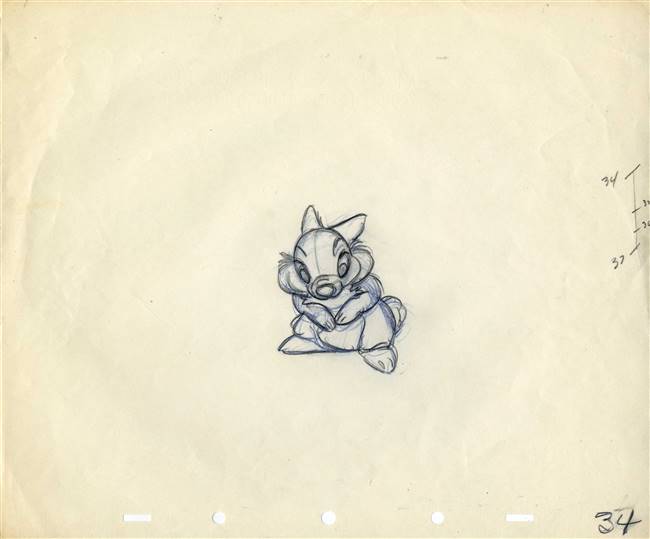 Original Production Drawing of Miss Bunny from Bambi (1942)