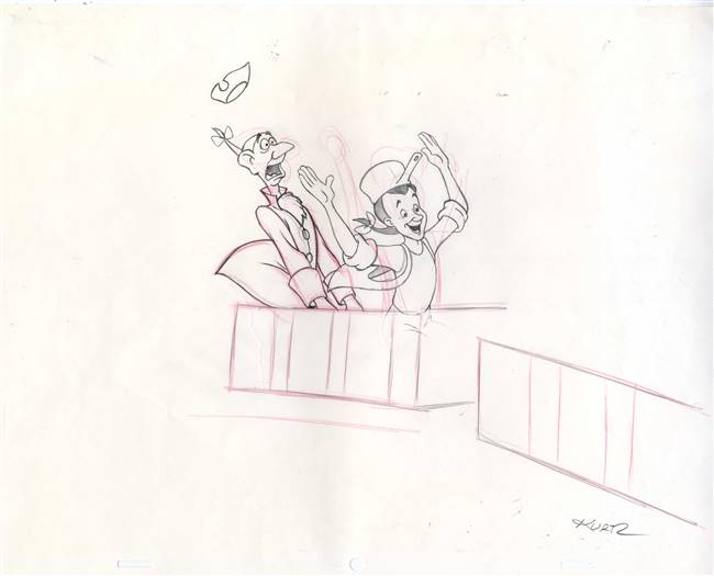 Original Illustration Art of Ichabod Crane and Johnny Appleseed from a 1992 Walt Disney World Calendar