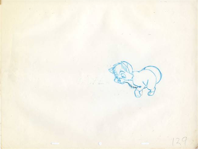 Original Production Drawing of Tod from the Fox and the Hound (1981)