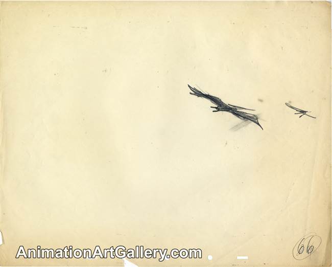 Production Drawing of some pterodactyls from Fantasia