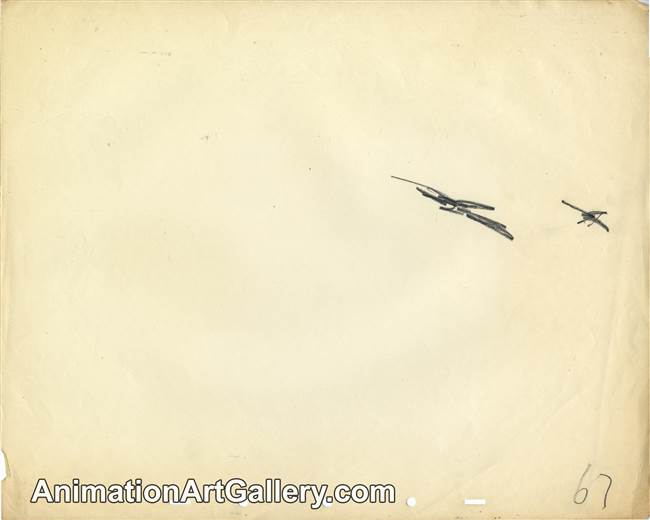 Production Drawing of some pterodactyls from Fantasia