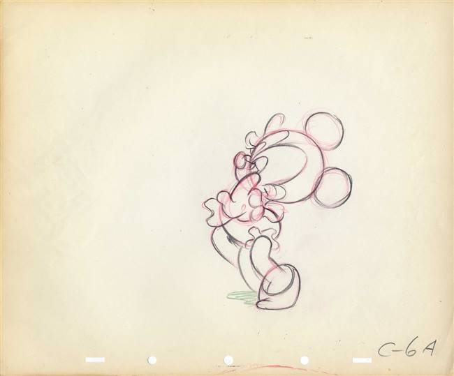 Original Production Drawing of Minnie Mouse from Walt Disney Studios (1940s)