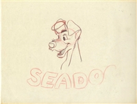 Original Merchandising Drawing of Tramp and Jock and Pedro from Disney Studios (c. 1950s)