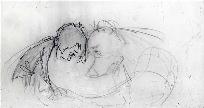 Original Storyboard of Mowgli and Baloo from Jungle Book II (2003)