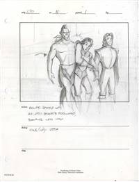 Original Storyboard Drawing of Uti, John Smith, and John Rolfe from Pocahontas II: Journey to a New World (1998)