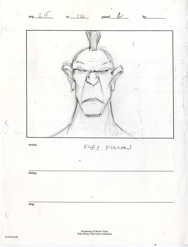 Original Storyboard Drawing of Uti from Pocahontas II: Journey to a New World (1998)