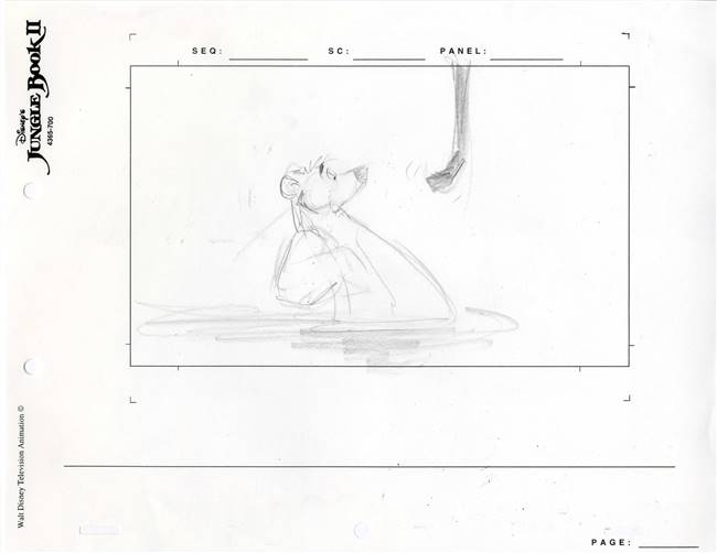 Original Storyboard of Baloo and Kaa from Jungle Book II (2003)