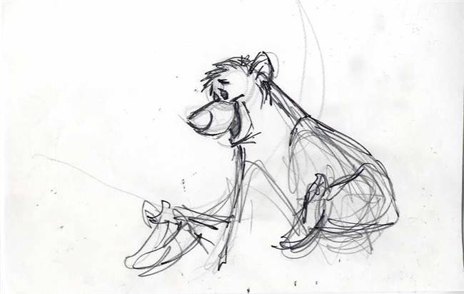 Original Storyboard Drawing of Baloo from Jungle Book II (2003)