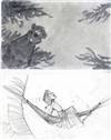 Original Storyboard Drawings (2) of Mowgli and Baloo from Jungle Book II (2003)