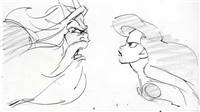 Original Storyboard Drawing of Ariel and King Triton from Little Mermaid: Ariel's Beginning (2008)
