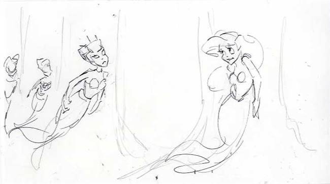 Original Storyboard Drawing of Ariel and Mermaids from Little Mermaid: Ariel's Beginning (2008)
