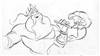 Original Storyboard Drawing of King Triton and Baby Ariel from Little Mermaid: Ariel's Beginning (2008)