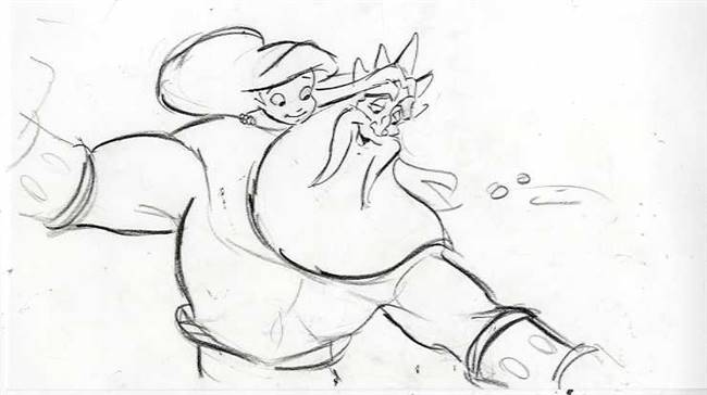 Original Storyboard Drawing of King Triton and Baby Ariel from Little Mermaid: Ariel's Beginning (2008)