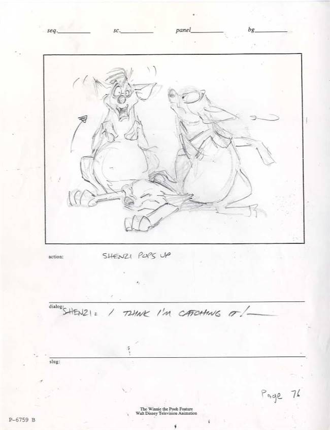 Original Storyboard Drawing of Hyenas from Lion King II: Simba's Pride