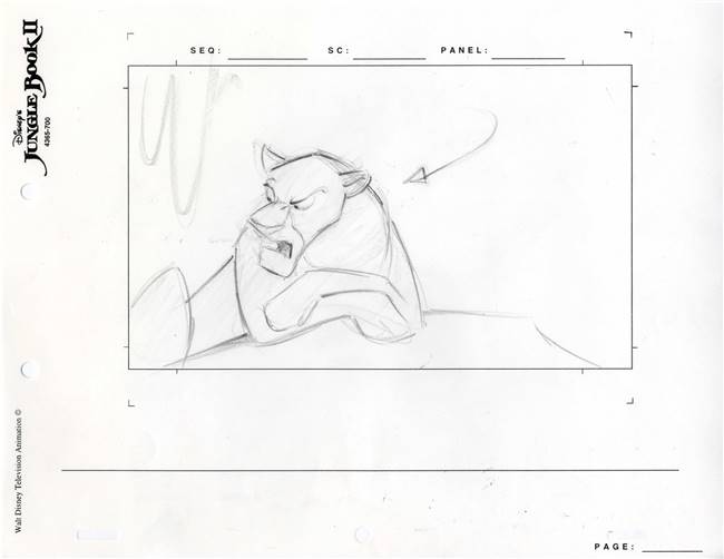 Original Storyboard of Bagheera from Jungle Book II (2003)