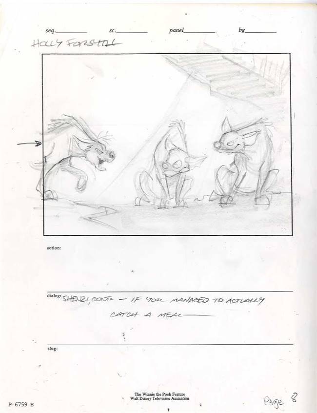 Original Storyboard Drawing of Hyenas from Lion King II: Simba's Pride