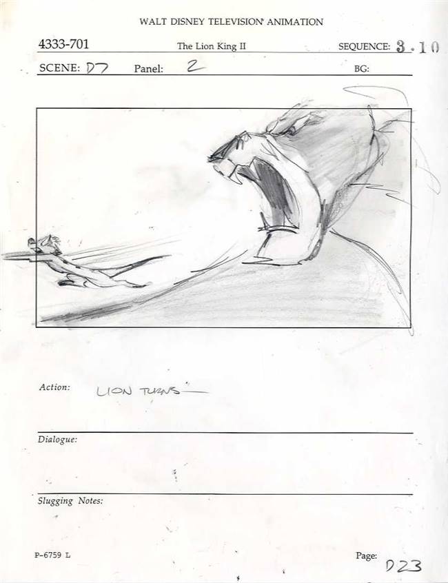 Original Storyboard Drawing of Timon from Lion King II: Simba's Pride