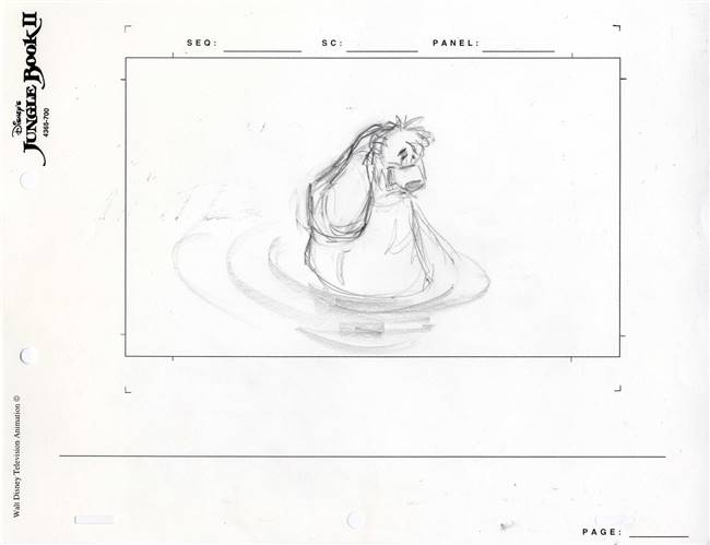 Original Storyboard of Baloo from Jungle Book II (2003)