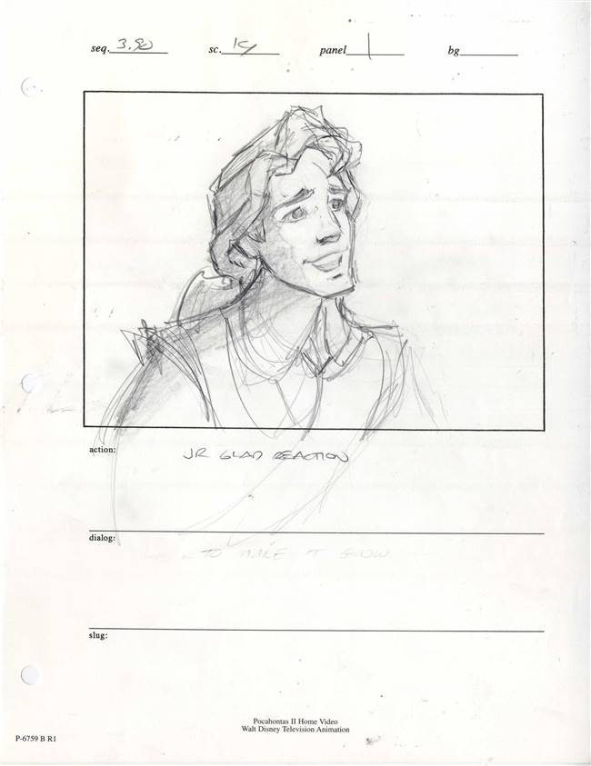 Original Storyboard of John Rolfe from Pocahontas II: Journey to a New World (1998)