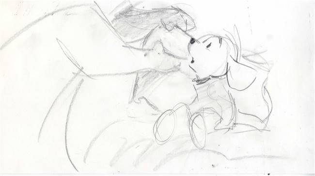 Original Storyboard Drawing of Kanga and Roo from Pooh's Grand Adventure: The Search for Christopher Robin (1997)
