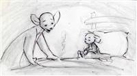 Original Storyboard Drawing of Kanga and Roo from Pooh's Grand Adventure: The Search for Christopher Robin (1997)