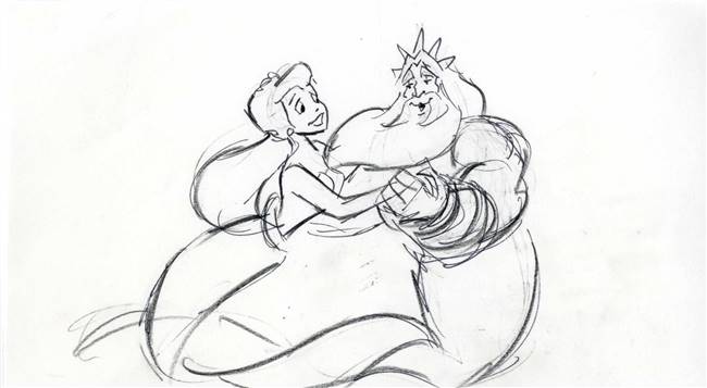 Original Storyboard of Ariel and King Triton from Little Mermaid: Ariel's Beginning (2008)