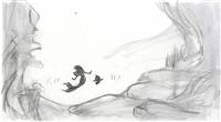 Original Storyboard Drawing of Ariel and Flounder from Little Mermaid: Ariel's Beginning (2008)