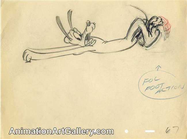 Original Production Drawing of Pluto from Disney