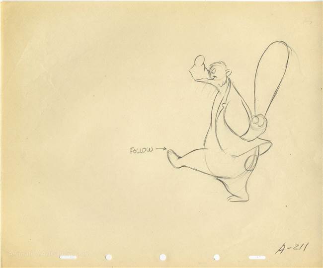 Original Production Drawing of Brer Bear from Song of the South