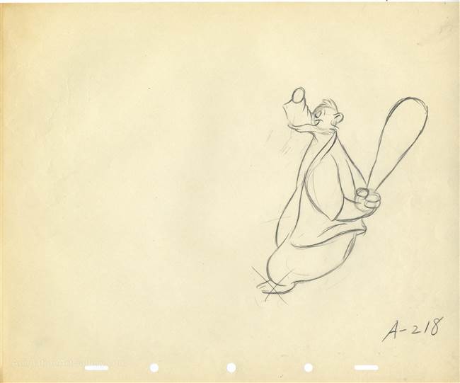 Original Production Drawing of Brer Bear from Song of the South