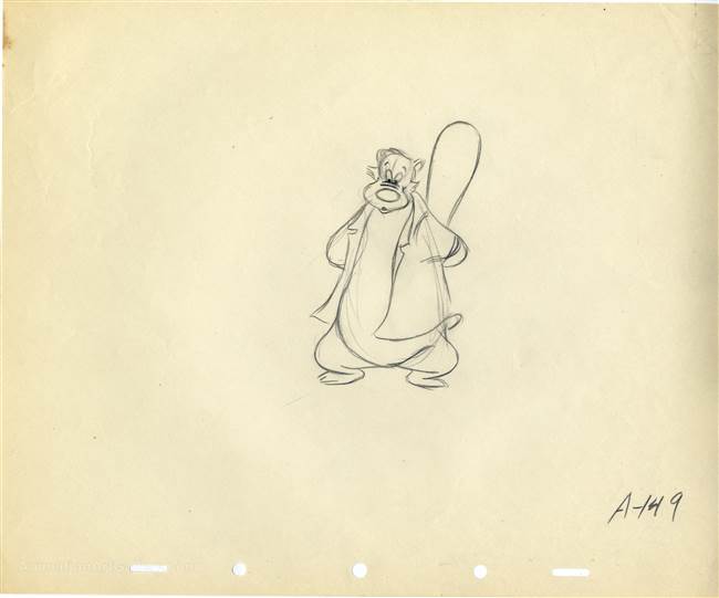 Original Production Drawing of Brer Bear from Song of the South